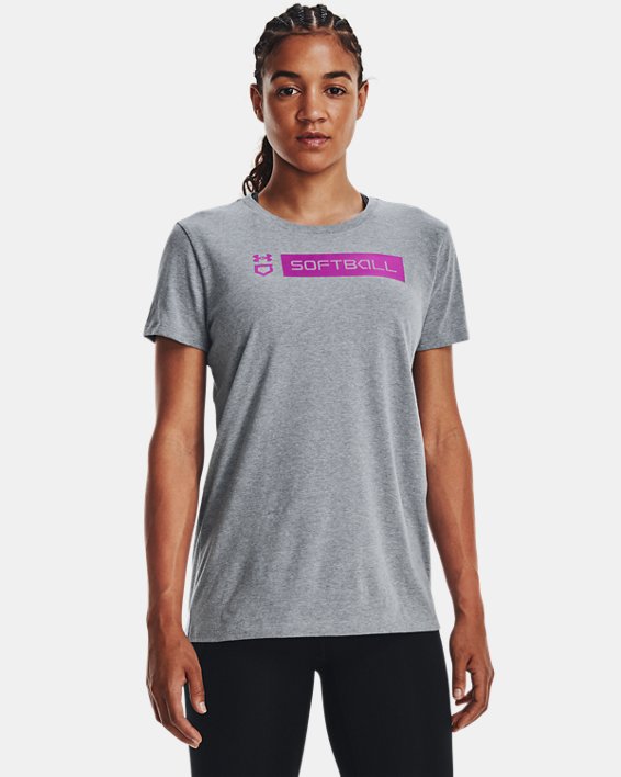 Women's UA Softball Bar Short Sleeve, Gray, pdpMainDesktop image number 0